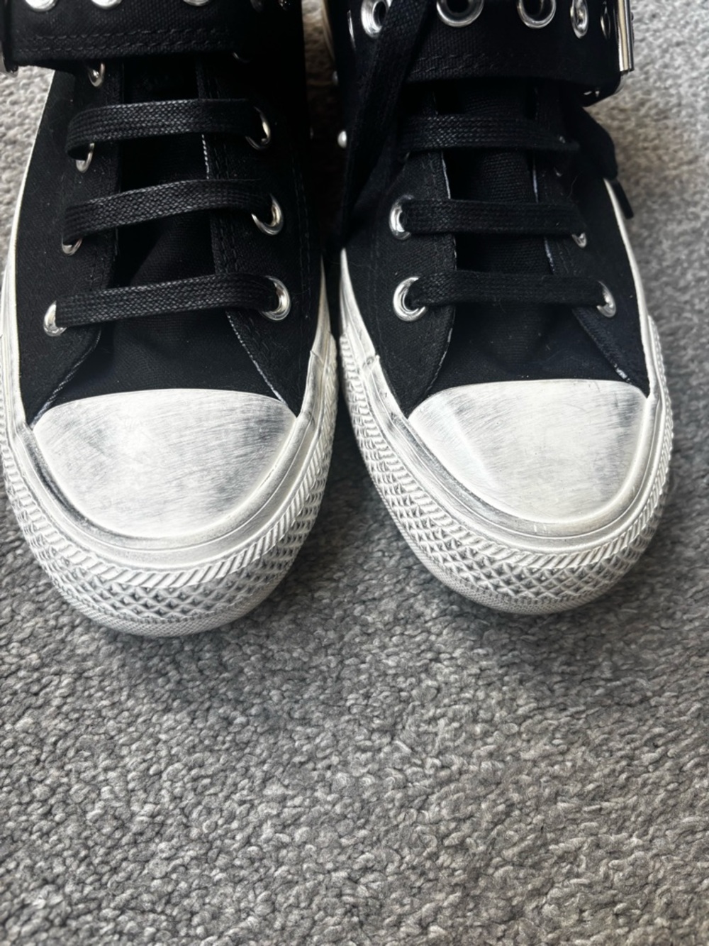 Limited edition!Converse Black Canvas Sneakers with Double Buckle Straps - Picture 4 of 12